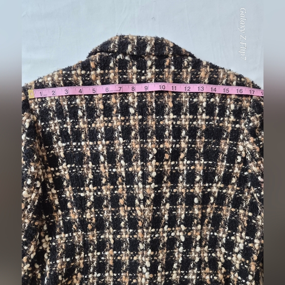 Talbots Petites Black & Tan Bouclé Wool Blend Tweed Blazer - Size 14P - Picture 6 of 8
